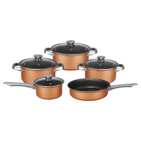 Brentwood Appliances 9-Piece Nonstick Copper-Clad Cookware Set with Glass Lids