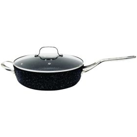THE ROCK(TM) by Starfrit(R) 11", 4.7-Quart Deep Saute Pan with Glass Lid & Stainless Steel Handles