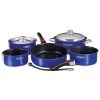 Magma Nesting 10-Piece Induction Compatible Cookware - Cobalt Blue Exterior & Slate Black Ceramica Non-Stick Interior(D0102H7WBEV)