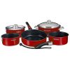 Magma Nesting 10-Piece Induction Compatible Cookware - Magma Red Exterior & Slate Black Ceramica Non-Stick Interior(D0102H7WBEW)