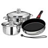 Magma Nesting 7-Piece Induction Compatible Cookware - Stainless Steel Exterior & Slate Black Ceramica Non-Stick Interior(D0102H7WBRG)