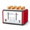 Toaster 4 Slice, Geek Chef Stainless Steel Extra-Wide Slot Toaster with Dual Control Panels of Bagel/Defrost/Cancel Function