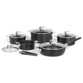 THE ROCK by Starfrit 034710-001-0000 THE ROCK by Starfrit 12-Piece Space-Saving Set with T-Lock Detachable Handles(D0102HPZ7T7)