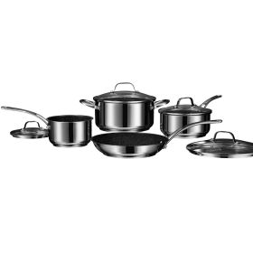 Starfrit 030203-001-0000 THE ROCK by Starfrit Stainless Steel Non-Stick 8-Piece Cookware Set with Stainless Steel Handles(D0102HXMSE7)