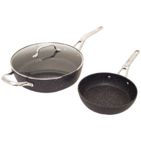 THE ROCK by Starfrit 060337-002-0000 The ROCK by Starfrit 3-Piece Cookware Set with Riveted Cast Stainless Steel Handles(D0102HXP897)