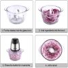 Homeleader Electric Food Chopper, 5-Cup Food Processor, 1.2L Glass Bowl Grinder Stainless Steel Motor Unit and 4 Sharp Blades(D0102HP6S2G)