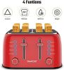 Toaster 4 Slice, Geek Chef Retro Red Extra Wide Slot, Independent temperature control Toaster