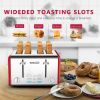 Toaster 4 slices, geek chef stainless steel extra-wide slot toaster, dual control panel with bagel/defrost/cancel function