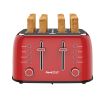 Toaster 4 Slice, Geek Chef Retro Red Extra Wide Slot, Independent temperature control Toaster
