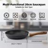 Frying Pan Set 3-Piece Nonstick Saucepan Woks Cookware Set,Heat-Resistant Ergonomic Wood