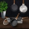 Frying Pan Set 3-Piece Nonstick Saucepan Woks Cookware Set,Heat-Resistant Ergonomic Wood