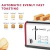 Toaster 4 slices, geek chef stainless steel extra-wide slot toaster, dual control panel with bagel/defrost/cancel function