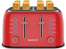 Toaster 4 Slice, Geek Chef Retro Red Extra Wide Slot, Independent temperature control Toaster