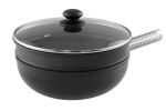 LloydPans Kitchenware USA Made Hard Anodized 12 Inch 3.6 Quart Stir Fry Wok and Steamer Set