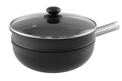 LloydPans Kitchenware USA Made Hard Anodized 12 Inch 3.6 Quart Stir Fry Wok and Steamer Set