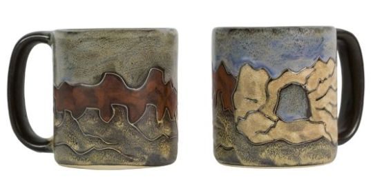 Mara Mugs 16 oz Hand Etched, Glazed and Finished (Style: Arches)