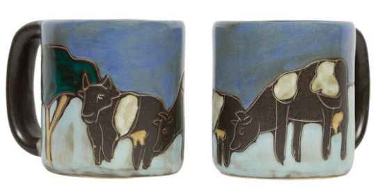 Mara Mugs 16 oz Hand Etched, Glazed and Finished (Style: Cows)