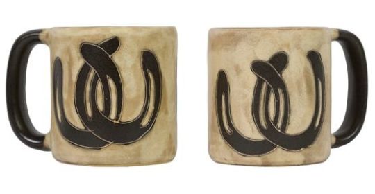 Mara Mugs 16 oz Hand Etched, Glazed and Finished (Style: Horseshoes)