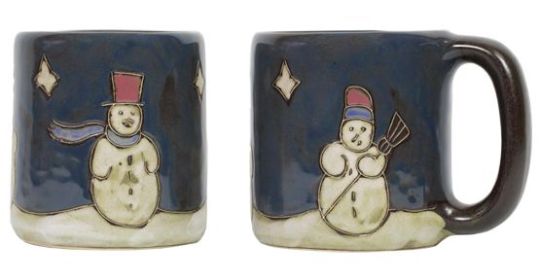 Mara Mugs 16 oz Hand Etched, Glazed and Finished (Style: Snowmen)