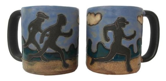 Mara Mugs 16 oz Hand Etched, Glazed and Finished (Style: Jogger/Runner)