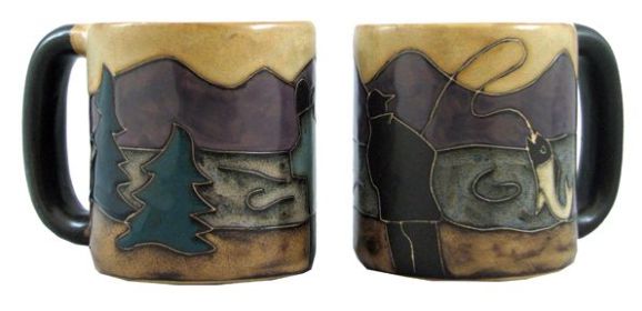 Mara Mugs 16 oz Hand Etched, Glazed and Finished (Style: Fisherman)