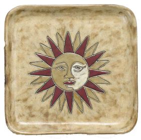 Dinnerware Square Plates 8" Hand Etched, Glazed and Finished (Style: Suns Southwestern)