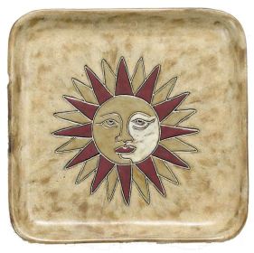 Dinnerware Square Plates 8" Hand Etched, Glazed and Finished (Style: Suns Southwestern)