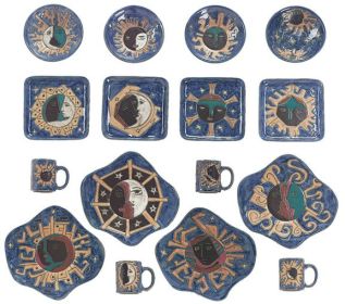 Dinnerware Sets Odd Shape  16 Pc, Hand Made (Style: Celestial Blue)