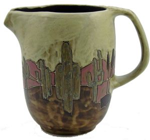 Water Pitcher 48 oz Hand Etched, Glazed and Finished (Style: Desert Scene)