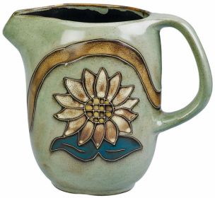 Water Pitcher 48 oz Hand Etched, Glazed and Finished (Style: Sunflowers)