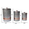 Galvanized Metal Lidded Canister With Copper Band, Set of Three,
