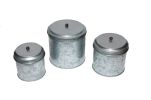 Galvanized Metal Lidded Canister With Ball Knob, Set of Three,