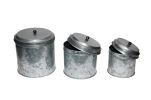 Galvanized Metal Lidded Canister With Ball Knob, Set of Three,