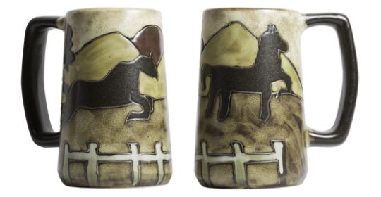 Steins 16 oz Hand Etched, Glazed and Finished (Style: Equestrian)