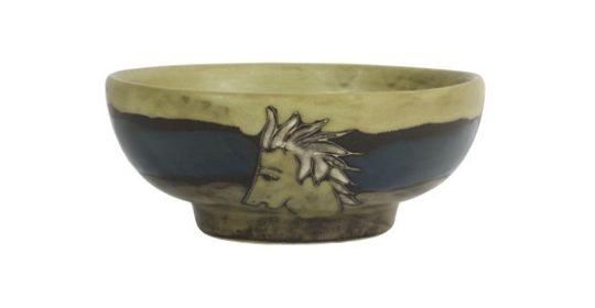 Serving Bowl 24 oz. Hand Etched, Glazed and Finished (Style: Horses Southwestern)