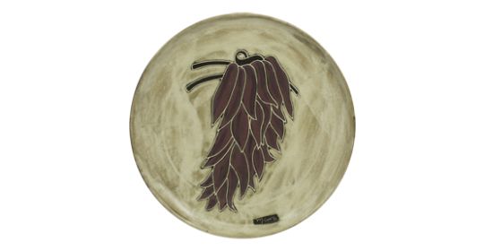 Serving Plate 12" Hand Etched, Glazed and Finished (Style: Chili Peppers South Western)
