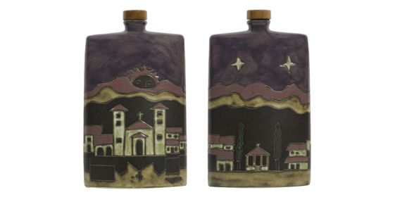 Decanters Rectangle 44 oz Hand Etched, Glazed and Finished (Style: Pueblo)