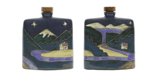 Decanters - Square 24 oz Hand Etched, Glazed and Finished (Style: Mountain Scene)