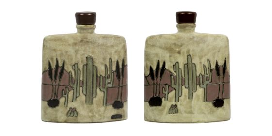 Decanters - Square 24 oz Hand Etched, Glazed and Finished (Style: Desert Scene)