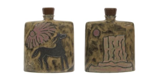 Decanters - Square 24 oz Hand Etched, Glazed and Finished (Style: Horses Southwestern)